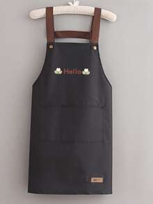 1pc Solid Color Adjustable Strap Apron, Waterproof And Stain-Resistant, Durable And Lightweight, Easy To Clean, Large Capacity Dual Pocket Design, Suitable For Kitchen Cooking, Making Dumplings, Home Cleaning, Camping, Picnic - Multicolor - View 13