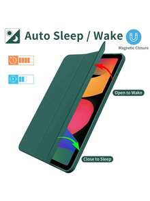 Smart Flip Cover Case For 11-Inch Pad SE (2023), 12.1-Inch Pro (2024), 11-Inch 2 (2025), Auto Wake/Sleep, Solid Color TPU Material, Protective - Dark Green - View 4