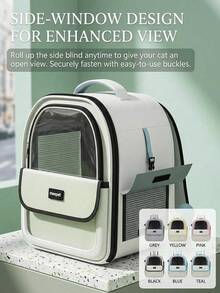 Transparent Window Cat Backpack Pet Carrier, Multi-Ventilation Mesh Pet Travel Backpack, Portable Foldable Kitten And Small Dog Pet Backpack, Outdoor Camping Hiking Pet Shoulder Bag, Breathable Mesh Pet Backpack, Transparent Window Cat Travel Backpack, Multi-Port Ventilation Design Pet Carrier Bag, Lightweight Shoulder Backpack Suitable For Small Cats And Dogs Daily Outdoor Use - Multicolor - View 7
