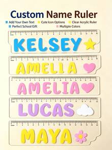 Custom Name Acrylic Ruler, Transparent Acrylic Customized Name Ruler, Personalized 15Cm Straight Measuring Tool, Customized Daily Stationery Accessory, Customizable Gift For Stationery Lovers, Multi-Functional Creative Ruler - Multicolor - View 3