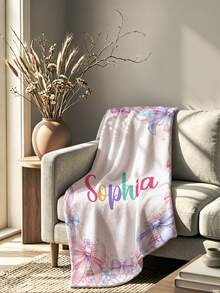 1pc Customized Name Blanket, Personalized Name Blanket, Suitable For Bed, Living Room Sofa, Outdoor Beach Camping Pet, Personalized Home/Pet/Couple Bed Blanket, Personalized Christmas Gift, Home Gift, Birthday Gift, Gift For Friends, Gift For Her, Gift For Son/Daughter - Style 1 - View 4