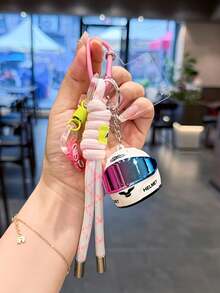 Creative Colorful Motorcycle Helmet Keychain Couple Style Bag Charm Stress Relief Motorcycle Helmet Phone Lanyard Car Key Chain Gift - Multicolor - View 12