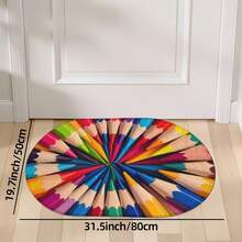1pc Oval Flannel Doormat, Soft Comfortable Absorbent Non-Slip Machine Washable With Backing, Suitable For Entrance, Living Room, Bedroom, Kitchen, Bathroom, Laundry Room, Yard, Holiday Decoration, Multi-Functional Home Floor Mat, Entryway Rug, Kitchen Bathroom Carpet - Multicolor - View 12