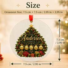Custom Festive Christmas Tree Ornament, Personalized Family Name Labels, Merry Christmas Tree Hanging Decor For Gift Giving And Holiday Party Favors, Customized Xmas Family Tree Ornament With 2-5 Names, Customizable Holiday Keepsake Gift. - Style B - View 2