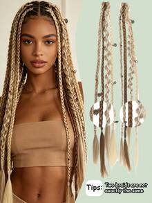 2pcs Bohemian Style Handmade Braided Hair Clips, Synthetic Braided Hair Accessories, Suitable For Women - Multicolor - View 7