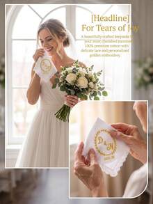 1pc Personalized Bride Wedding Handkerchief, Custom Text Hankerchief, Custom Keepsake Handkerchief For Wedding Bridal Party Gift - Multicolor - View 5