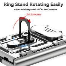 SKJL Hockproof Rugged Armor Case Compatible With Iphone Duo Fro Samung Galaxy Z Fold 8 Utra Fold8 Fold7 Fold 6 Fold 5 Foldable Phone, Slide Camera Protection Cover, Built‑In Metal Ring Kickstand Full Body Drop‑Proof Phone - Silver - View 9