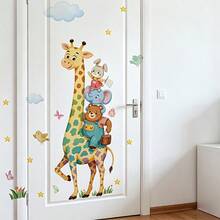 1/2pcs Cartoon Giraffe Animal Wall Stickers, Removable Peel And Stick Vinyl Wall Decals For Classroom Children's Room, DIY Waterproof Home Decor Mural Art - Giraffe Wall Decal - View 5