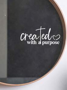 Created With A Purpose Mirror Wall Sticker Cross Double Hearts Faith Decal - A - View 9
