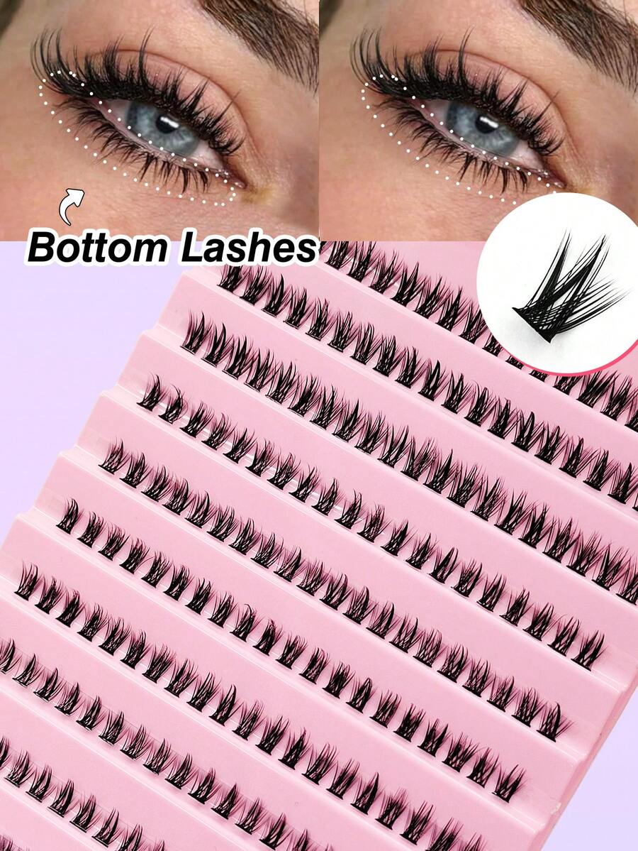 Asiteo 200 Pcs Lower Lashes Natural Bottom Lashes Soft Wispy Suitable Daily Makeup,For Beginners Easy To Use Salon-Quality Long-Lasting False Eyelash Extensions - C - View 1