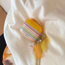 Korean Style Minimalist Colorful Polka Dot & Striped Earphone Case With Pendant, Compatible With AirPods 5, Pro 3, Pro 2, 4, 3, 1/2, Cute Protective Cover For Girls, Spring/Summer Earphone Case, Birthday Gift, Holiday Gift - Multicolor - View 5