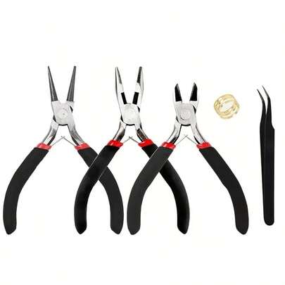 KLONKEE 5pcs Jewelry Pliers Set - Needle Nose, Round Nose And Wire Cutter For Jewelry Making, Repair And Crafting, Wire Wrapping, Beading, Tweezers, Ring Opener Tool - Suitable For Handmade Crafts, Beading, Sewing, DIY Supplies