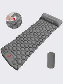 Single Person Camping Inflatable Sleeping Pad With Pillow, Built-In Foot Pump, 40D Nylon TPU Material, Suitable For Tent, Backpacking, Napping, Inflatable Mattress, Camping Essentials, Outdoor Inflatable Camping Bed - Multicolor - View 14