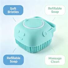 Pet Bath & Grooming Set, Silicone Bath Brush With Soap Dispenser + Quick-Dry Absorbent Towel, Soft Massage Cleaning Tool For Cats, Dogs And Small Animals, Pet Bathing Supplies - Multicolor - View 5