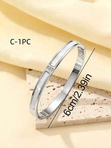 5pcs/1pc Minimalist Fashion Mother Of Pearl Four-Leaf Clover Roman Numeral Bracelet Set, Stackable Luxury Bracelets, Suitable For Back To School, Party, Banquet, Daily Wear, Commuting, Valentine's Day Gift - Silver - View 4