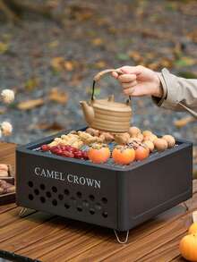 CAMEL CROWN Portable Mini Drawer Fire Pit For Home Tea Boiling & Barbecue, All-In-One BBQ Grill Set, Square Outdoor Charcoal Stove - Black - View 4