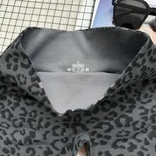 女款無縫豹紋瑜伽短褲 高腰收腹單車褲 健身運動健身短褲 運動服 - 黑色 - 查看 4