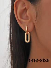 2pcs Geometric Double-Circle Earrings, Versatile For Daily Wear, Dates, Parties - Gift For Women - Yellow Gold - View 11