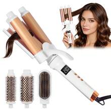 Hatteker 1 buah Alat Pengeriting Rambut Multifungsi 4-in-1 3-Barrel untuk Rumah dan Salon, Pengeriting Rambut Gelombang Besar dan Sisir Pelurus Rambut - Steker Tipe F UE (220-240V) - View 12