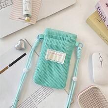 Fresh Mesh Crossbody Phone Bag, Sweet Colorblock Lanyard Phone Storage Bag, Lightweight Mini One Shoulder Bag For Summer - Multicolor - View 7