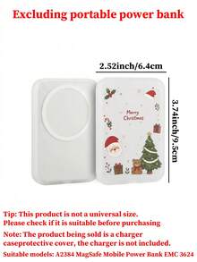 Christmas Printed Magnetic Power Bank Protective Case, TPU Shockproof Cover With Frosted Finish, Secure Closure Design For Magnetic Portable Charger, Festive Holiday Accessory, Power Bank Not Included - Multicolor - View 3