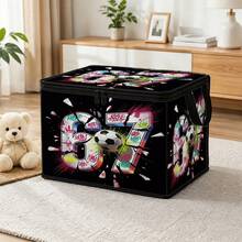 Graffiti Number 67 Football Broken Effect Print Squeezable Storage Box - Squeezable Storage Box With Zipper Flap, Foldable Box Suitable For Book Organization, Underbed Storage, Office And Home Organization, Squeezable Stress Relief Pattern Gift, For Underbed Storage - Multicolor - View 10