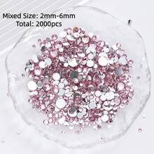 2mm-3mm-4mm-5mm-6mm Mixed Size 1440 Pieces/2000 Pieces/Pack Resin Rhinestone Color Non Heat Fixed Flat Back Adhesive Flash Foaming Rhinestone Jelly Beads For Mugs, Bottles, Rollers, Phone Cases, Handmade DIY Jewelry Accessories - Mixed Size - View 34