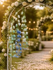 6pcs Artificial Lily Of The Valley Hanging Flower Strands, Bell-Shaped Windbell Garland With 15 Blooms For Wedding Ceiling Party Decor And Christmas Holiday Home Ornament - Multicolor - View 7