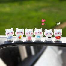 6pcs Creative Cute Cat Bib Car Dashboard Desktop Ornament DIY Car Interior Office Desk Computer Screen Decoration Accessories - Cat Bib - View 4