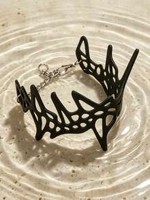 MARLIWOO 1pc Asymmetrical Niche Personalized Party Chain Adjustable Jewelry Vintage Gothic Style Line Leather Bracelet - Multicolor - View 2