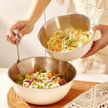 3 Pieces Stainless Steel Mixing Bowls, Large Capacity Fruit Salad Bowls, Kitchen Baking Egg Beating Mixing Bowls With Measurement Lines, Home Use Baking Mixing Dough Bowls, Kitchen Utensils - View 7