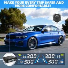YNF Solar Powered Wireless Tire Pressure Monitoring System TPMS, Includes 4 External Sensors, Real-Time Pressure And Temperature Display, Vibration Sensor Auto-Wake, Non-Destructive Installation For Cars - A - View 5
