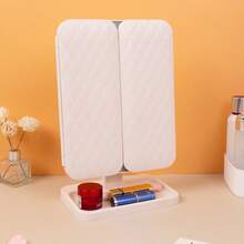 1pc Tri-Fold LED Makeup Mirror, Rotatable Desktop Mirror, 3x/2x/1x Magnification, Touch Screen Brightness Control, With Stand And 3 Lighting Modes, Suitable For Home And Travel Use, Ideal Holiday Gift - Multicolor - View 2