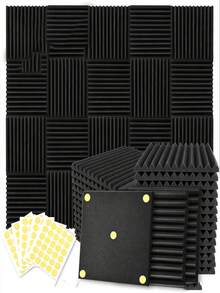 12pcs Soundproof Foam Wall Acoustic Panels, High Density Quick Rebound Wedge-Shaped Sound Absorbing Foam For Studio, Home, Recording Room, Home Theater, Gaming Room, Acoustic Treatment, Conference Room - Multi-color - View 1