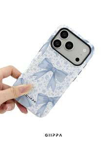 GIIPPA 1pc Grey Background With Bow Pattern Design, Phone 17 Pro Max Phone Case, Compatible With Phone 16 Pro Max, 15 Pro Max, 14 Pro Max, Korean-Style High-End Fashionable And Fun Phone Case, Compatible With 11/12/13/14/15/16 Pro Max Plus, Elegant Design Suitable For Men And Women, Perfect Gift For Girlfriend On Christmas, Valentine's Day, Easter, Wedding Season And Birthday! - Multicolor - View 5