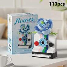 DIY Flower Camera Micro Particle Building Blocks Toy, Creative Desktop Decor Assembly Blocks, Holiday Gift For Adults And Children, Suitable For Kids 6 Years Old And Above - Flower Camera - View 13