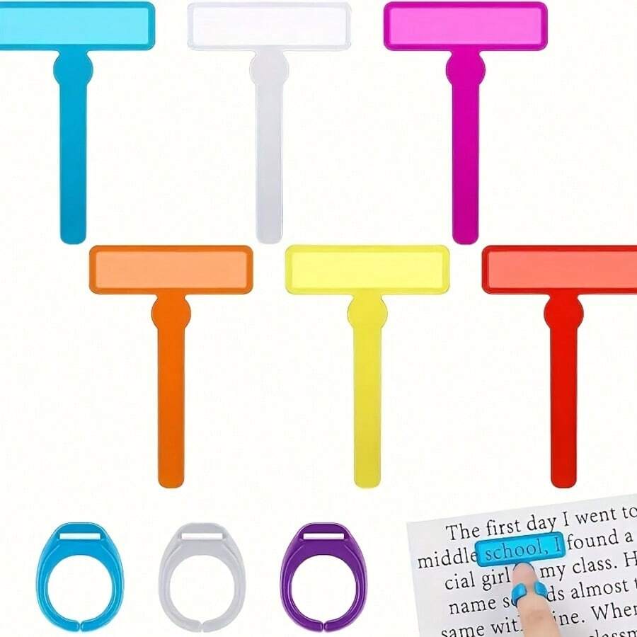 4pcs Finger Reading Guide Marker, Children Reading Tracking Ruler To Prevent Line Skipping, Kids Learning Aid Stationery - Color Style Randomized - View 1