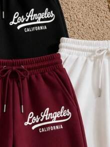 Women Sweatpants - Black, White, Wine - View 2