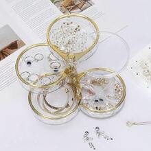 1 Pc 4‑Layer Rotatable Clear Jewelry Organizer Box, Transparent Jewelry Holder Case For Rings, Earrings, Necklaces, Bracelets, Makeup & Hair Accessories - Multicolor - View 1