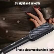 LUYAO Circular Straightening Comb, 2-In-1 Straightening Comb And Hot Comb, Fast Heating, Multiple Temperature Settings, Anti-Scald, Suitable For Professional Salon And Home Use - Black - View 7