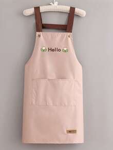 1pc Solid Color Adjustable Strap Apron, Waterproof And Stain-Resistant, Durable And Lightweight, Easy To Clean, Large Capacity Dual Pocket Design, Suitable For Kitchen Cooking, Making Dumplings, Home Cleaning, Camping, Picnic - Multicolor - View 14