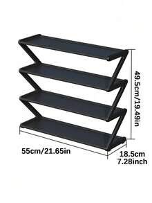 Z-Shaped Plastic Shoe Rack Floor-Standing Storage Rack Multi-Functional Large Capacity Easy Assembly Storage Rack Home Dormitory Essential Space Saving Suitable For Living Room Bedroom - Multicolor - View 8