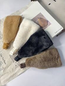 Women's Autumn/Winter Faux Rabbit Fur Wide Band Windproof Headband, Winter Warm Ear Warmer Elastic Hair Band, Suitable For Daily Wear - Multicolor - View 2