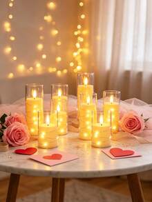 6pcs LED Flickering Flameless Pillar Candles With String Lights, Vintage Simulated Kerosene Lantern, Battery Operated Transparent Acrylic Tube, Warm Realistic Light For Christmas Winter Home Decor Fireplace Window Tabletop Party Decor Gift - 6PCS Decorative Lanterns - View 4