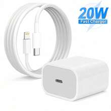 1組 PD 20W 快充牆接適配器 + 3.3英尺/100公分高效數據傳輸快充線，兼容 14系列/14 Pro Max/14 Pro/14 Plus/14/13/12/11/XS/XR/8/7/6/系列快充套裝 - 美規A型插(110-127V) - 查看 1
