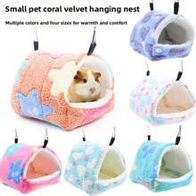 1PC Heart/Starfish Pattern Random Color Plush Thickened Full Enclosed Windproof Warm Bird Nest Parrot Hamster Sleeping Nest, Super Soft Hanging Small Pet Hammock Small Pet Hideaway Sleeping Bed Suitable For Birds Small Pets For Autumn And Winter - Z - View 17