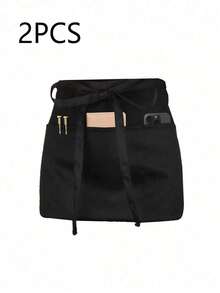 1pc Black Waist Apron, Suitable For Waiter/Waitress, With 3 Pockets, Suitable For Home, Life, Household Cleaning Waiter/Waitress Apron, Protective Clothing - Multicolor - View 13
