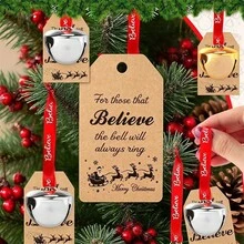 10pcs Christmas Sleigh Bells With Red Ribbon - 3.81cm Mini Metal Bells, Suitable For Christmas Tree, Wedding, Baby Shower And Various Party Decorations - Multicolor - View 8