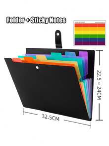 7-Pocket Multi-Function Folder, Comes With Colorful Label Stickers A4 Folder, Folder With Labels, Letter Size Expanding Folder, School Office Home Folder Storage Set, Document Storage Set, Document Organizer Bag, Document Bag, Suitable For Home, School And Office Supplies A4 Letter Size Document Storage, Back To School Essential, College Essential - Multicolor - View 10
