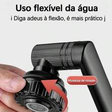 Torneira de 1080° graus giratória de água quente e fria torneira de cozinha moderna giratória para casa-Com mangueira - Cinza - Visão 7